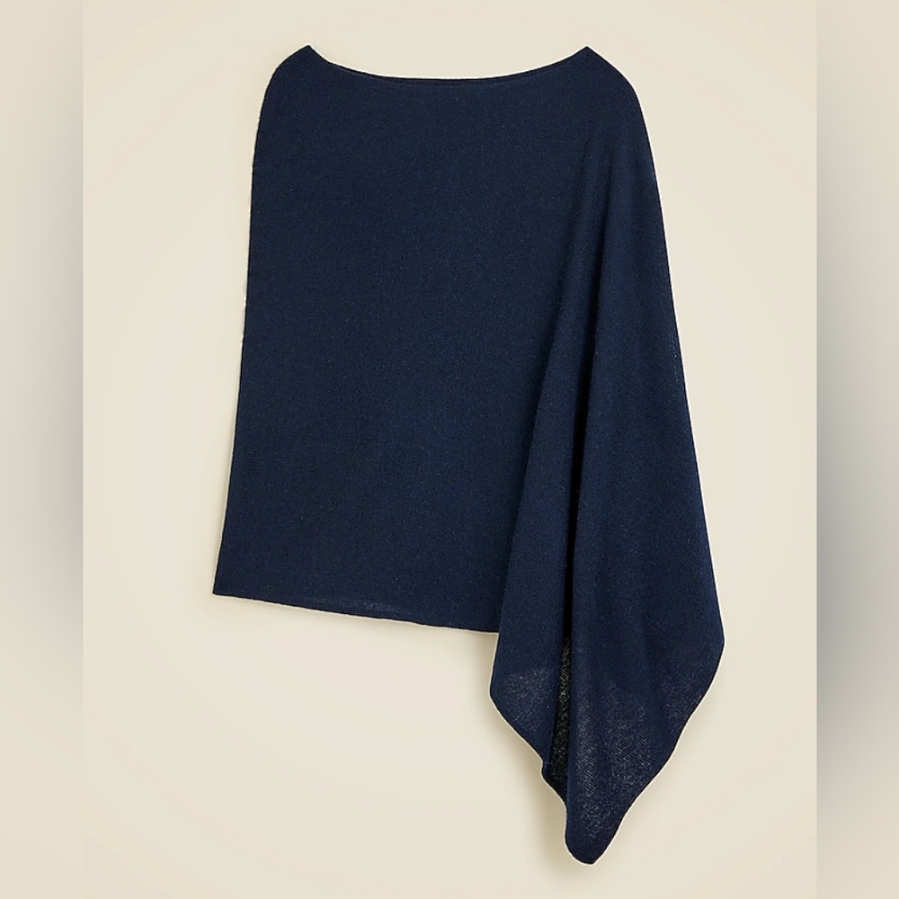 J. Crew Navy Cashmere Blend Poncho, NWT
